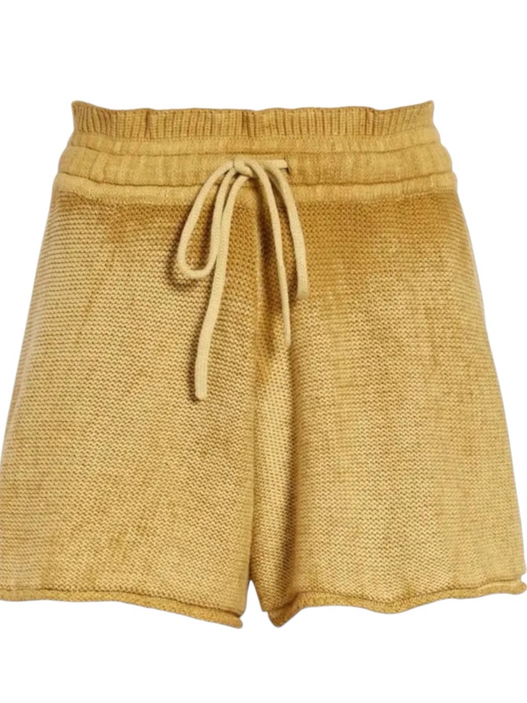 Free People Bohemian Beach Summertime Blues Knit Shorts In Golden Palm Size Xs